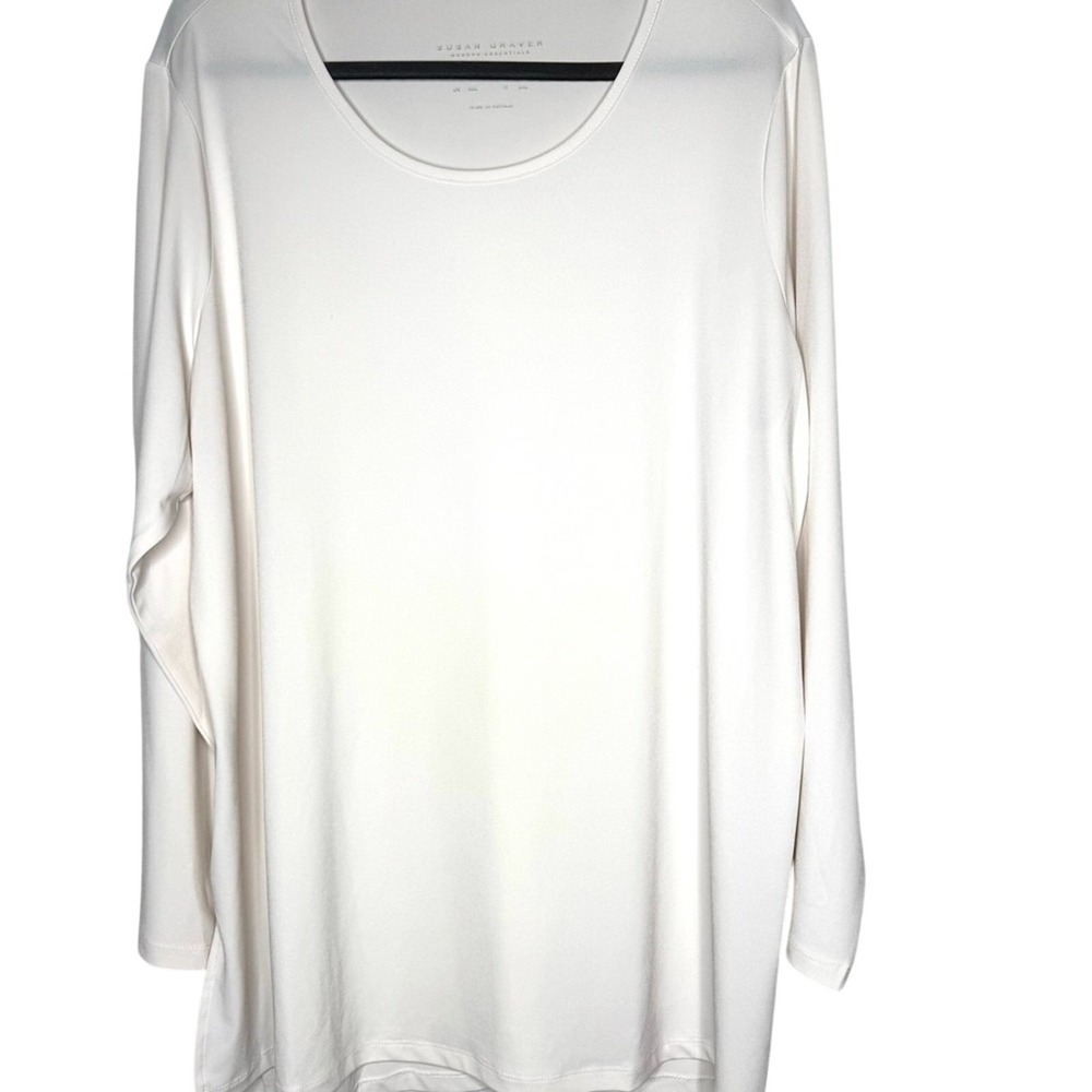 Susan Graver‎ Womens Liquid Knit Essentials Tunic Top White 2X Layering Stretch